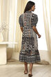 Black and Beige Cotton Printed Tiered Dress image number 4