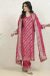 Pink Cotton Printed Embroidered Unstitched Suit Set image number 8
