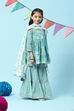Sea Green Cotton Flared Kurta Garara Suit Set image number 6