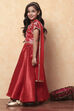Red Floral Printed Flared Festive Lehenga Set image number 3