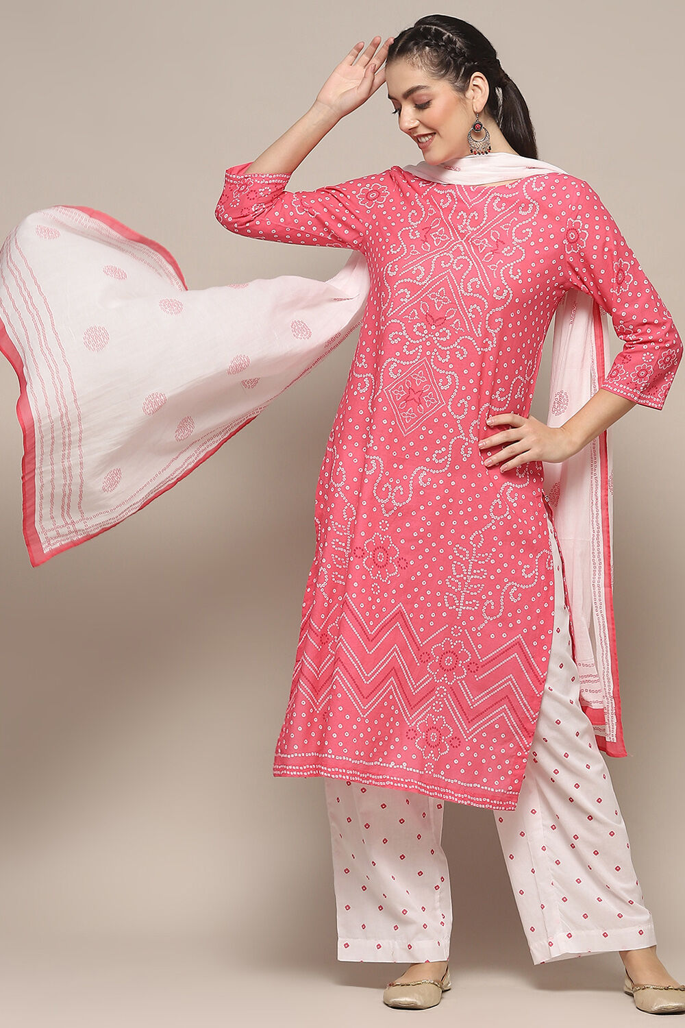Pink Voile Straight Kurta Palazzo Suit Set image number 0