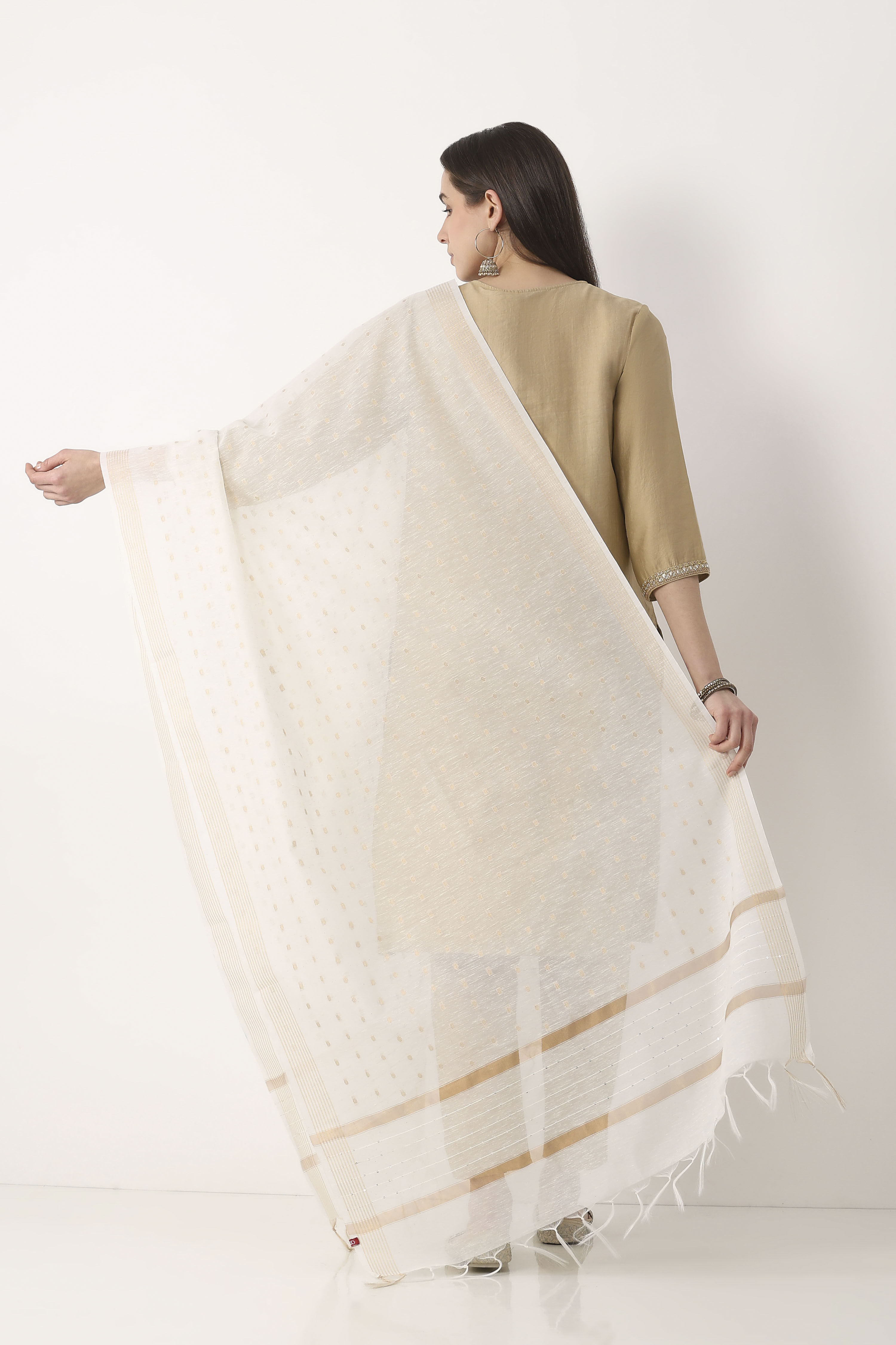 White Art Silk Dupatta image number 2