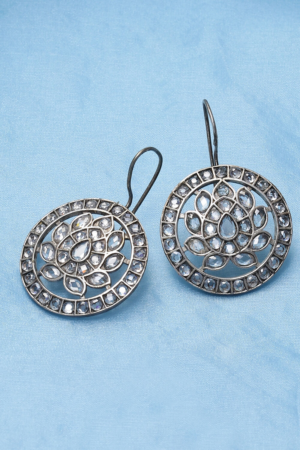 White Oxidised Earrings image number 0