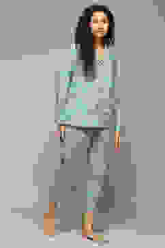 Mint Cotton Printed 2 Piece Sleepwear Set image number 5