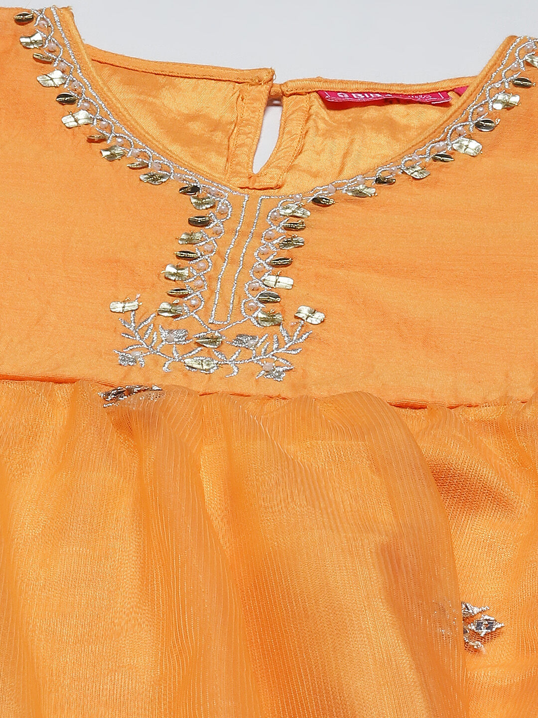 Orange Art Silk A-Line Straight Kurta Palazzo Suit Set image number 1