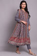 Grey Woollen Spun A-Line Kurta Narrow Pants Suit Set image number 4