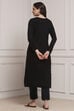 Black Acrylic Solid Straight Winter Kurta image number 3