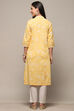Yellow Cotton Straight Kurta image number 3