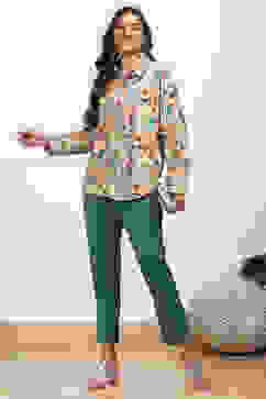 Green Cotton Solid Regular Pants image number 0