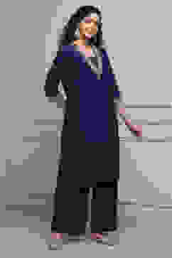 Purple Art Silk Straight Kurta Pants Set image number 5