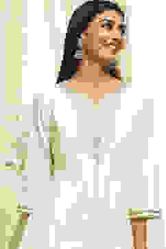 Off-White Embroidered Kalidar Suit Set image number 1