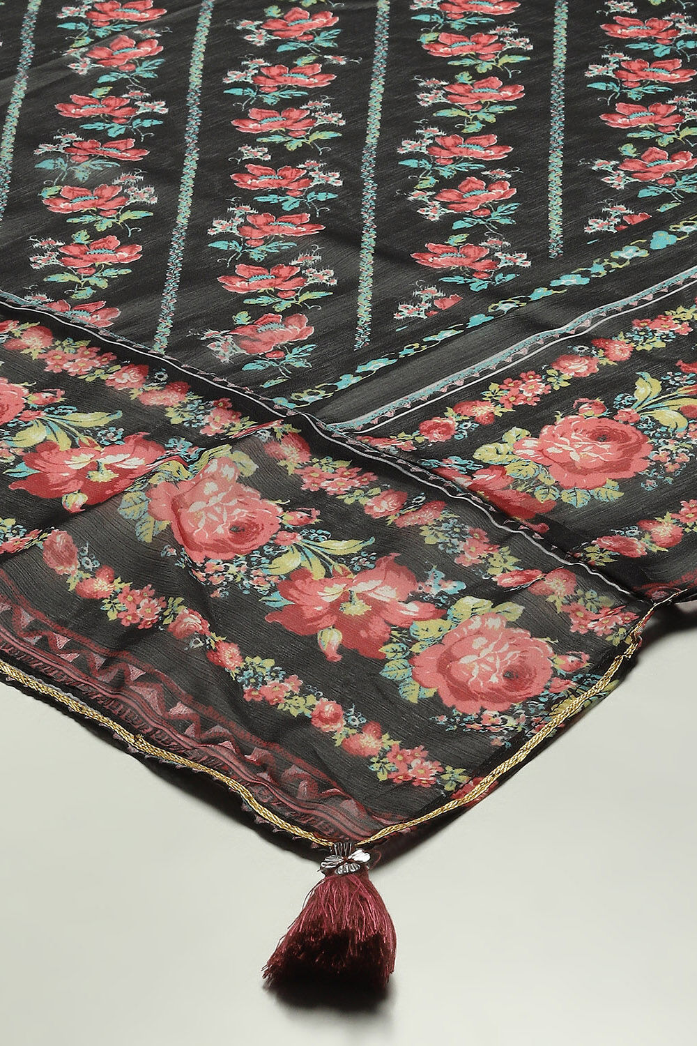 Black Linen Blend Straight Suit set image number 3