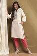 Cream-Colored Acrylic Winter wear Straight Kurta image number 0