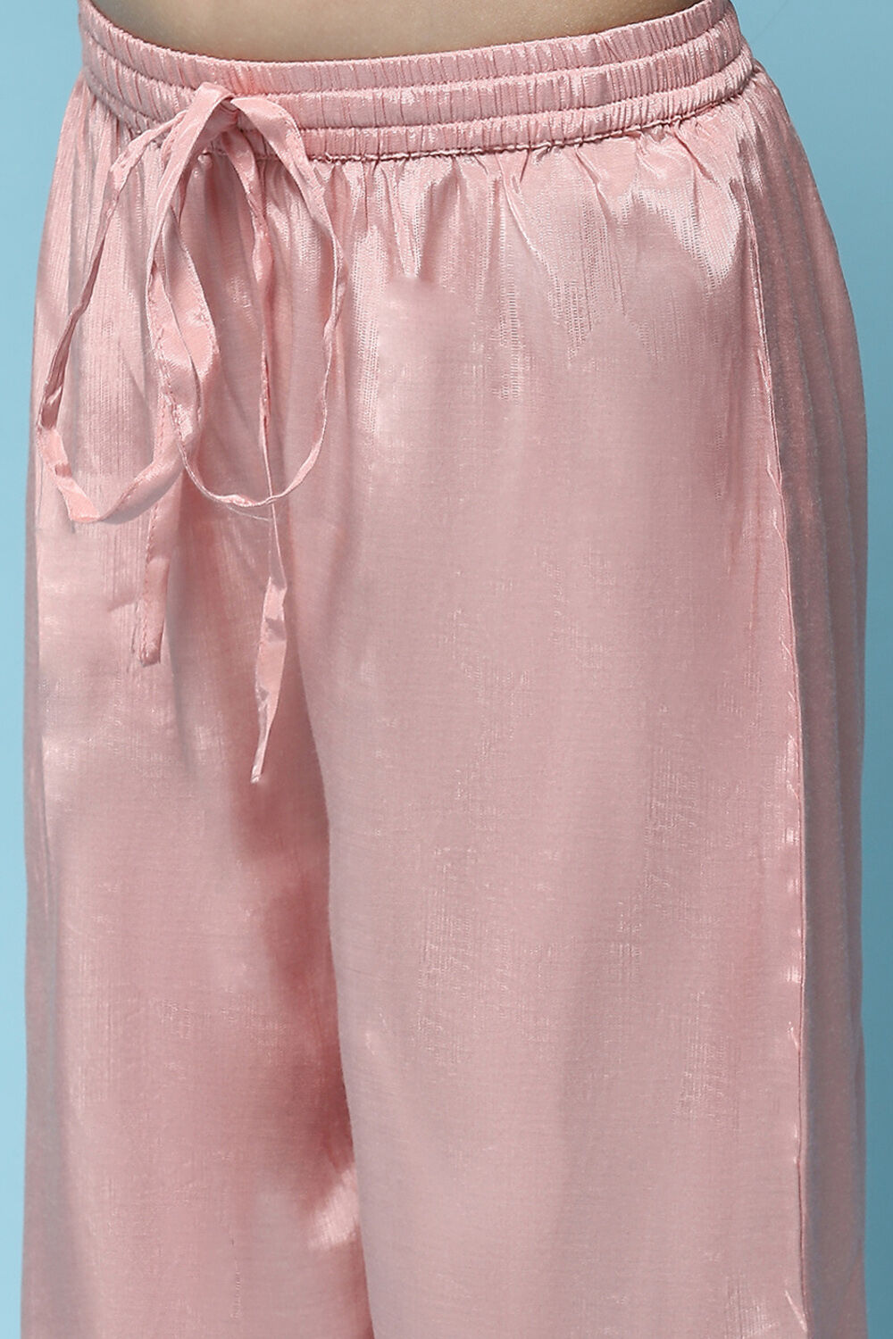  Green Cotton Tissue Anarkali With Palazzo & Net Dupatta image number 2