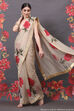 Off White Silk Blend Embroidered Saree image number 2