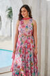 Pink Floral Printed Tiered Anarkali Kurta image number 6