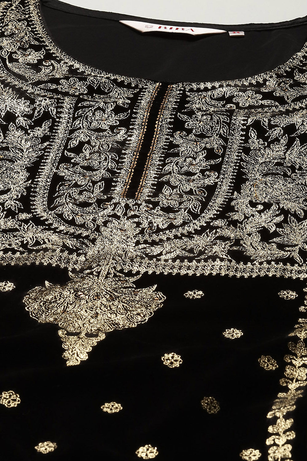 Brown Poly Velvet Straight Printed Kurta image number 1