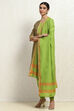 Grey Cotton Handloom Unstitched Suit Set image number 4