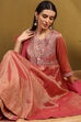 Old Rose-Toned Zari Cotton Embroidered Anarkali Suit Set image number 8