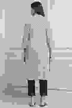 Black-White Viscose Rayon A-Line Kurta Pants Set image number 4