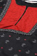 Black Cotton Screen Print Unstitched Suit Set image number 1