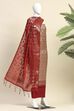 Wine Poly Silk Banarasi Unstitched Suit Set image number 4