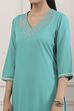 Turquoise Blue Sequined Embroidered Straight Kurta image number 1