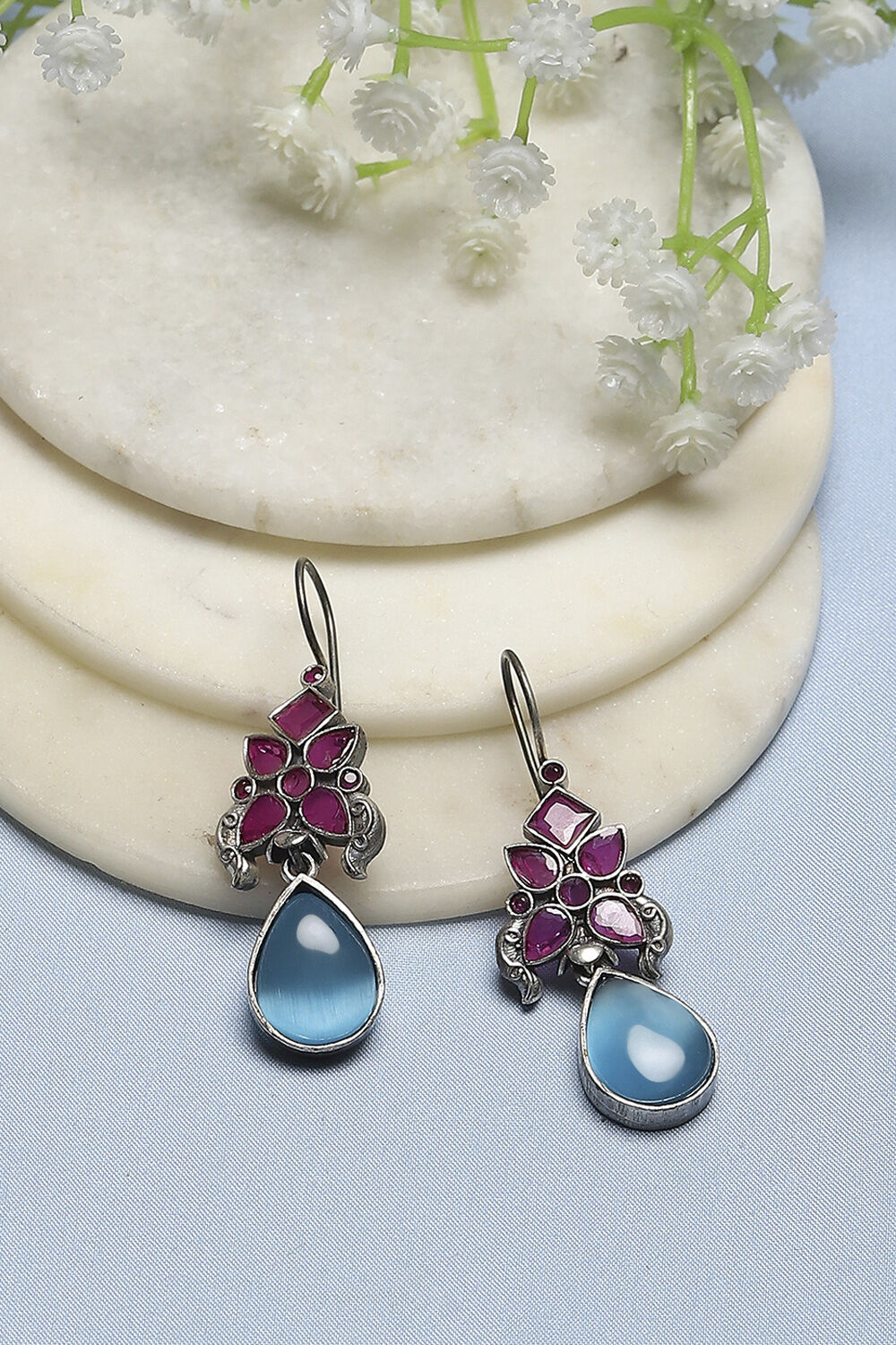 Blue Pink Stone Earrings image number 0