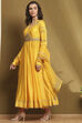 Yellow Silk Chanderi Embroidered Anarkali Suit Set image number 3