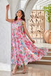 Pink Floral Printed Tiered Anarkali Kurta image number 7