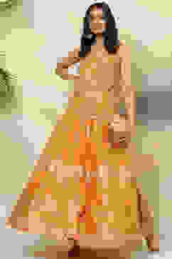 Mustard Cotton Flared Skirt image number 5