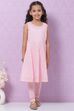 Pink Cotton Blend Flared Kurta Churidar Suit Set image number 7