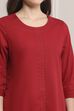 Red Solid Straight Kurta image number 1