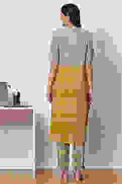 Mud Ochre LIVA A-Line Fusion Printed Kurta Set image number 4