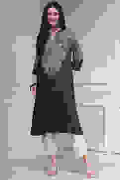 Indigo Printed Straight Kurta image number 5