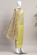Teal Cotton Printed Embroidered Unstitched Suit Set image number 4