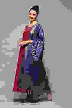 Magenta Poly Brocade Anarkali Yarndyed Kurta Churidar Suit Set image number 5