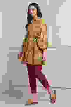 Mustard Viscose Rayon Straight Kurta Pants Set image number 3