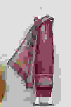 Wine Silk Blend Printed Unstitched Suit Set image number 5