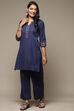 Blue Cotton Blend Straight Kurta Palazzo Suit Set image number 3