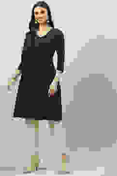 Indigo Rayon A-Line Solid Dress image number 0