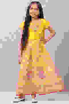 Yellow Art Silk Lehenga Set image number 0