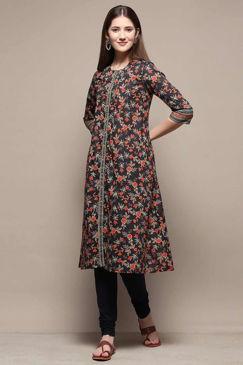 Black Cotton Blend Straight 2 Piece Set image number 0