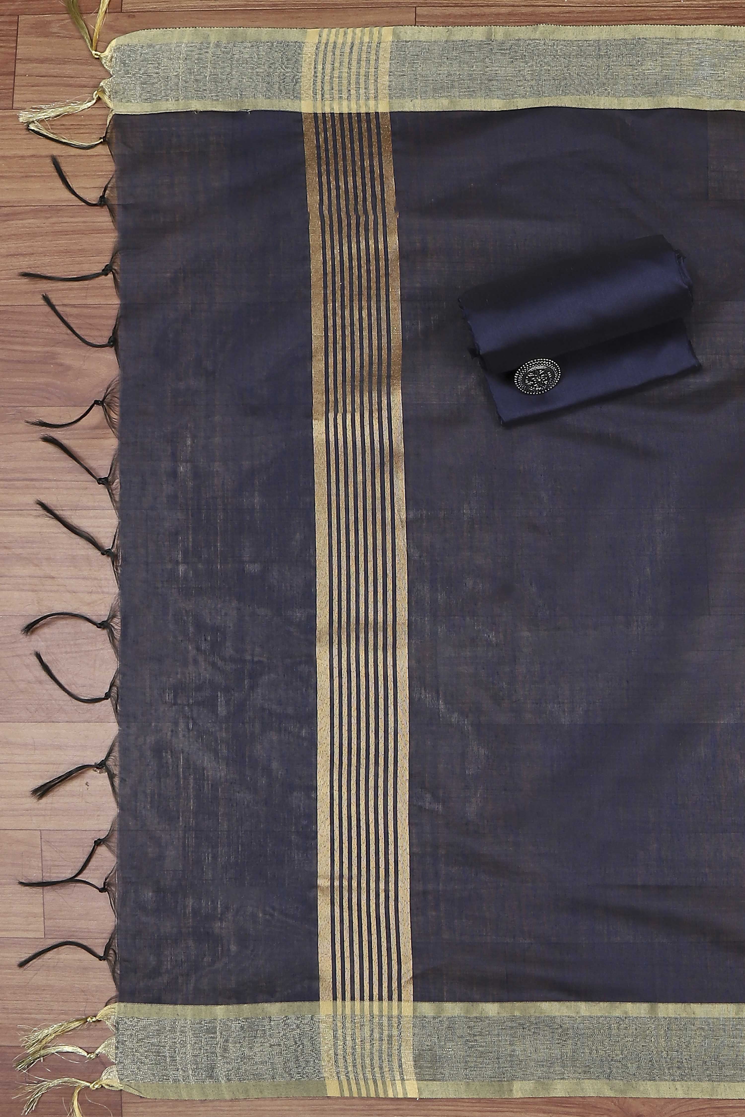Rust Poly Silk Banarasi Unstitched Suit Set image number 3
