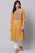 Mustard Straight Rayon Kurta image number 5