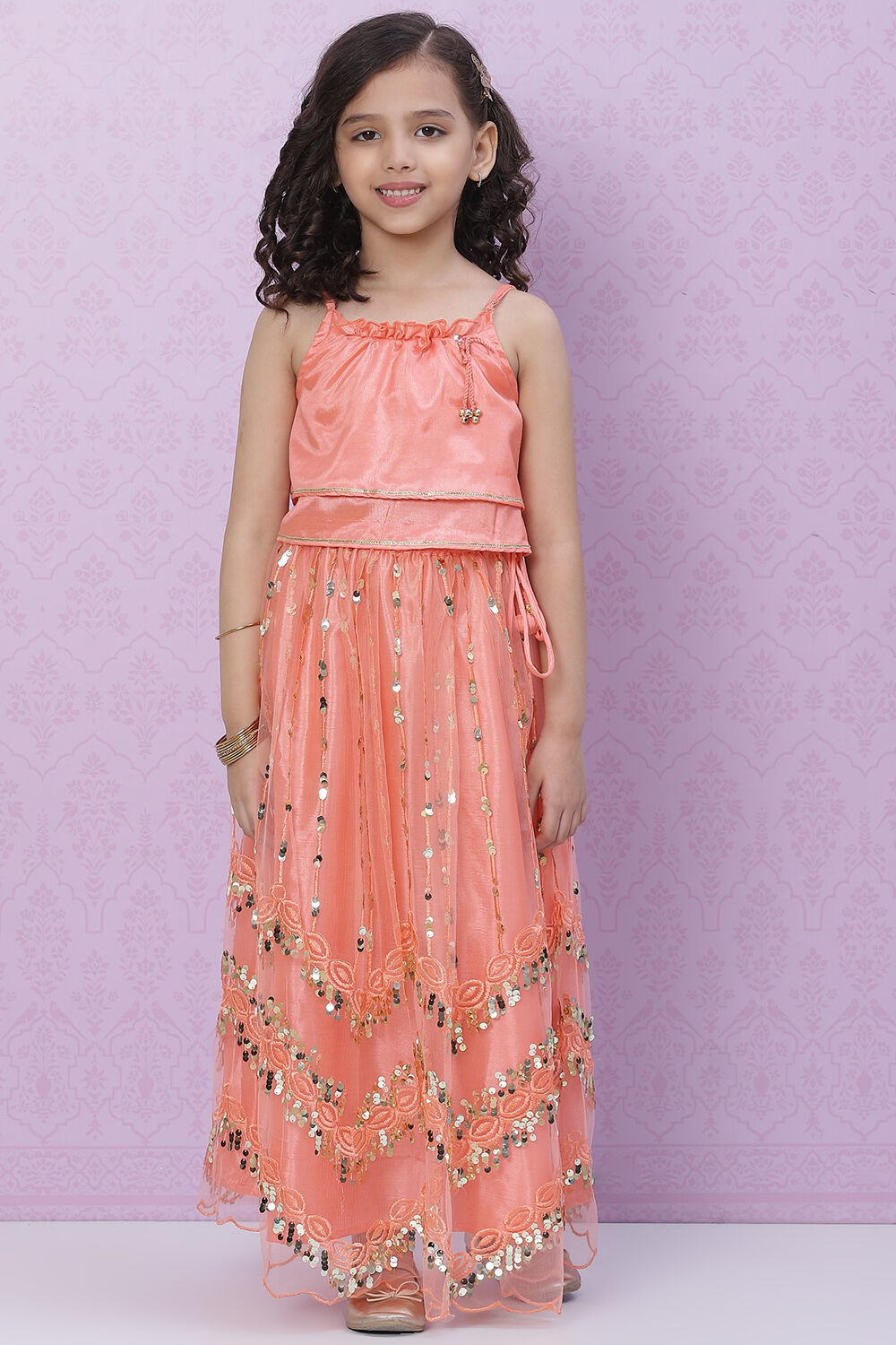 Yellow Art Silk Lehenga image number 5