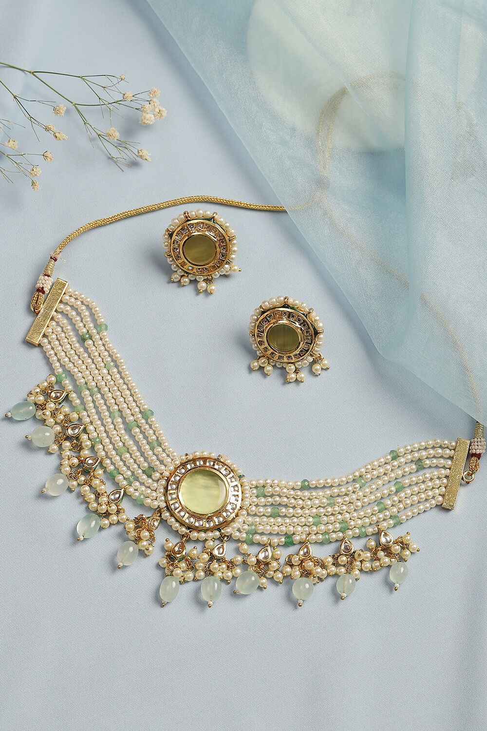 Mint Green Alloy Necklace Set image number 2