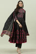 Black Cotton Silk Anarkali Kurta Palazzo Suit Set image number 0