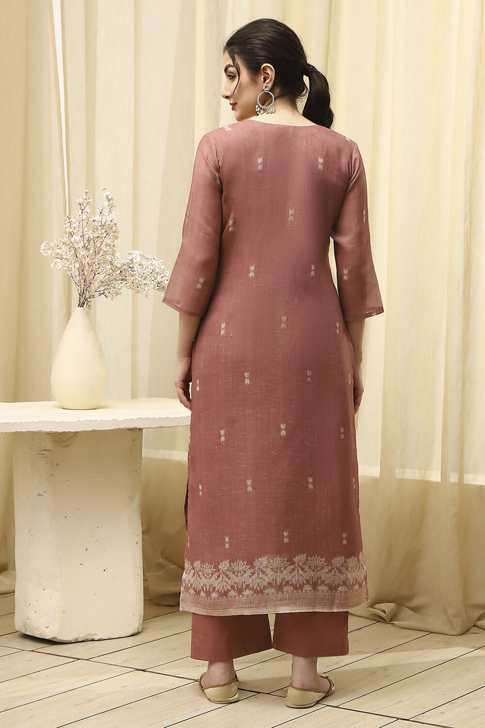 Coral Cotton Printed Embroidered Unstitched Suit Set image number 5