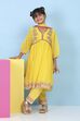 Yellow Cotton Embroidered Kalidar Suit Set image number 6